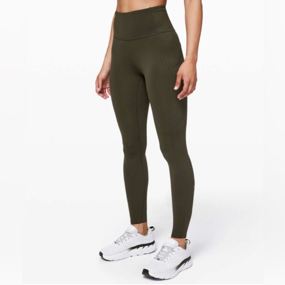 Lululemon Fast and Free Tight 31" *Non-Reflective in Dark Olive Size 6